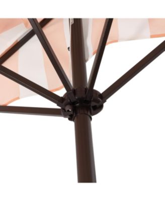 9ft Half Market Umbrella, Scalloped Fringe, Crank, Button Tilt, UV Protection