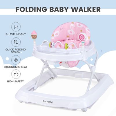 Toddler Foldable Activity Walker with Adjustable Height& Detachable Seat Cushion