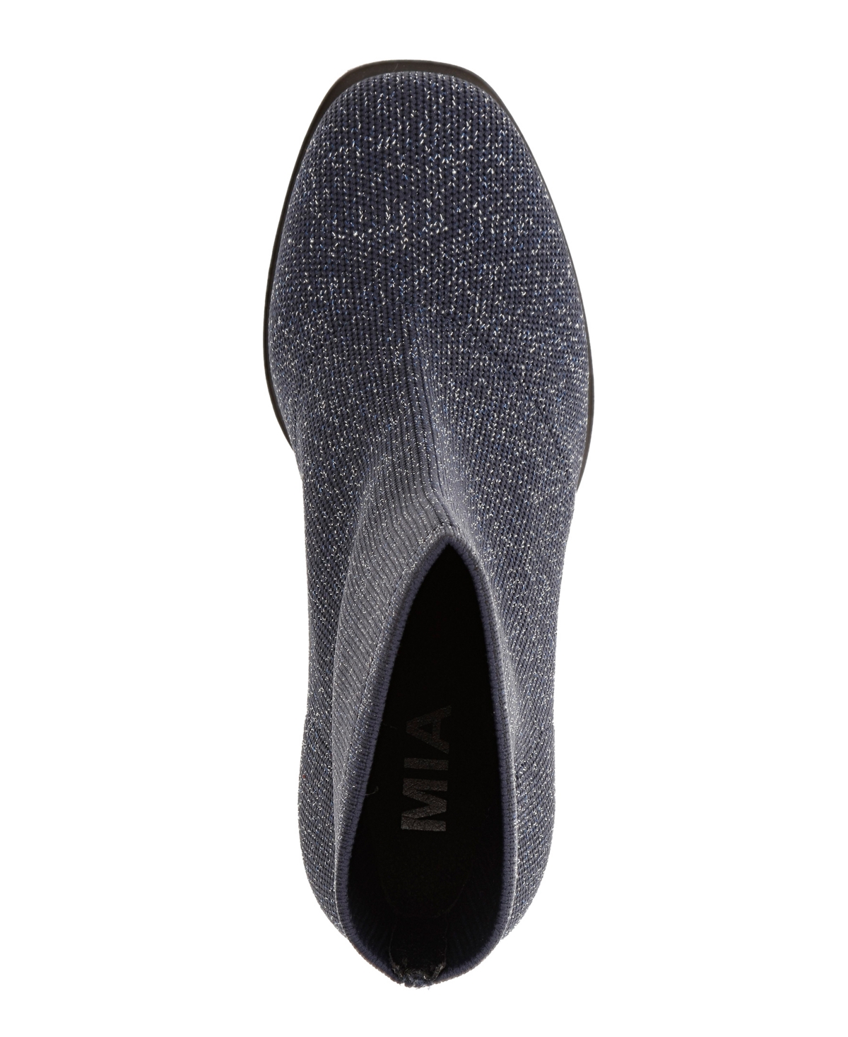 Mia Women's Piana Block Heel Knit Sock Booties -Silver Shimmer