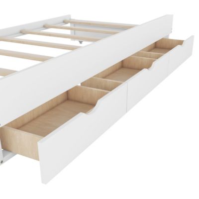 Streamdale Full-Size LED Bed with Trundle and Storage Headboard