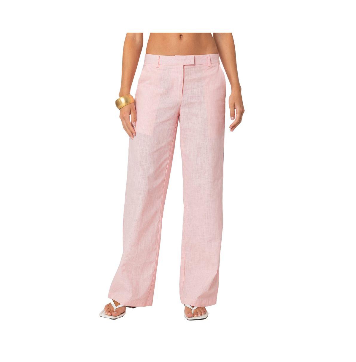 Edikted Women's Arya linen look pants - Light-pink