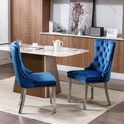 Set of 2 Velvet Upholstered Contemporary Dining Chairs