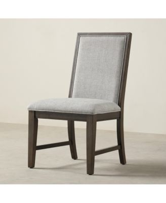 Solid Wood Upholstered Dining Chairs, Set of 2, Gray