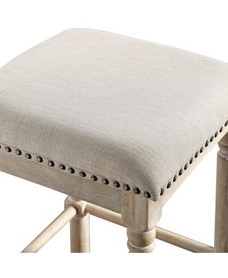 2-Piece Wood Upholstered Swivel Bar Stool Set