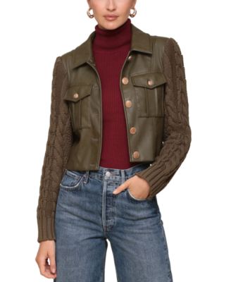 Avec Les Filles - Women's Mixed Media Faux-Leather Jacket