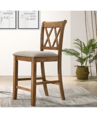  Set of 2 Fabric Upholstered Counter Height Dining Chairs