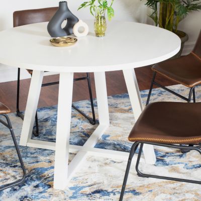 5-Piece Round Dining Set, Trestle Dining Table with 4 Stylish Chairs