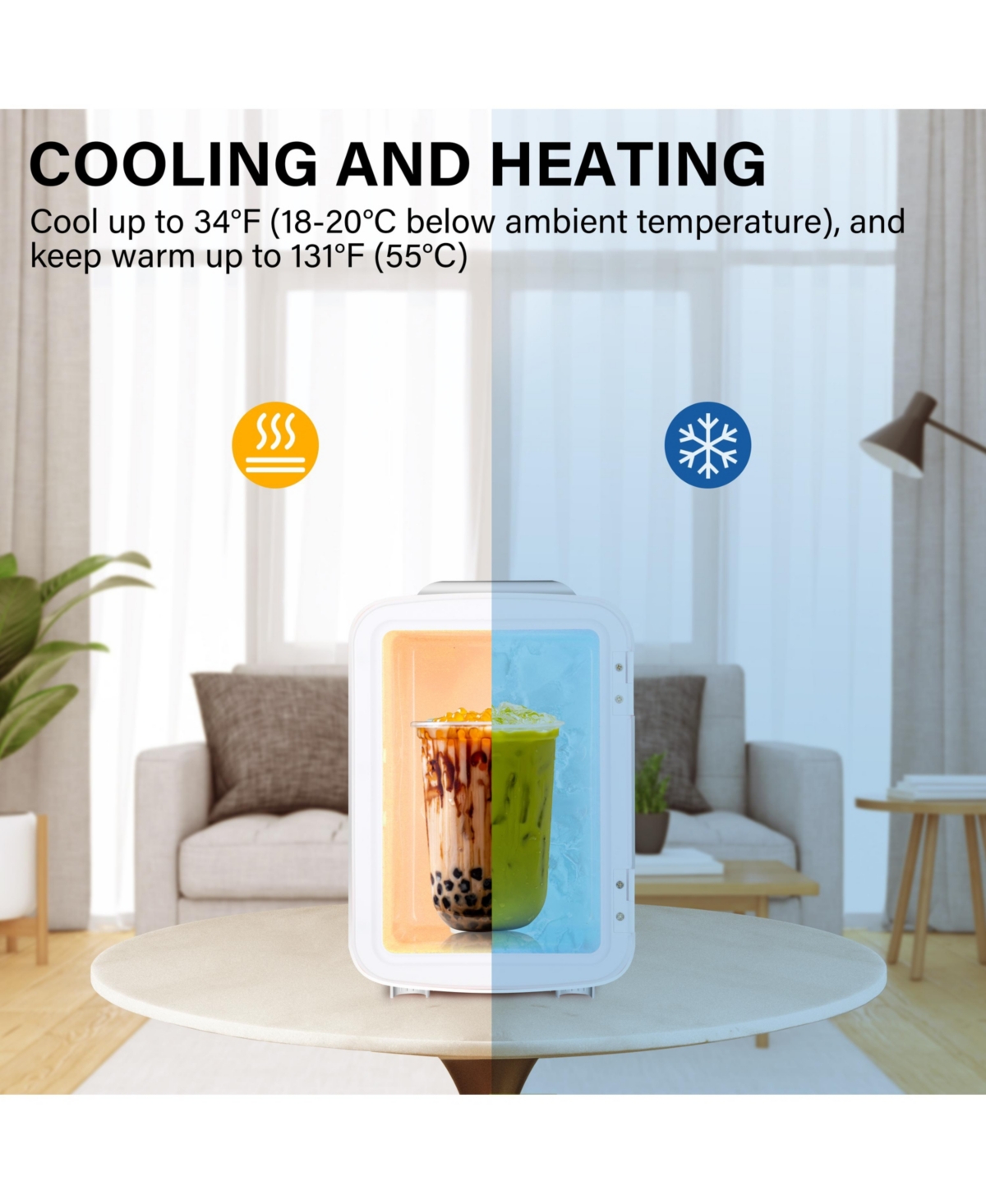 Streamdale Furniture 4-Liter Portable Mini Fridge/Warmer Cools or Heats with Quiet Operation