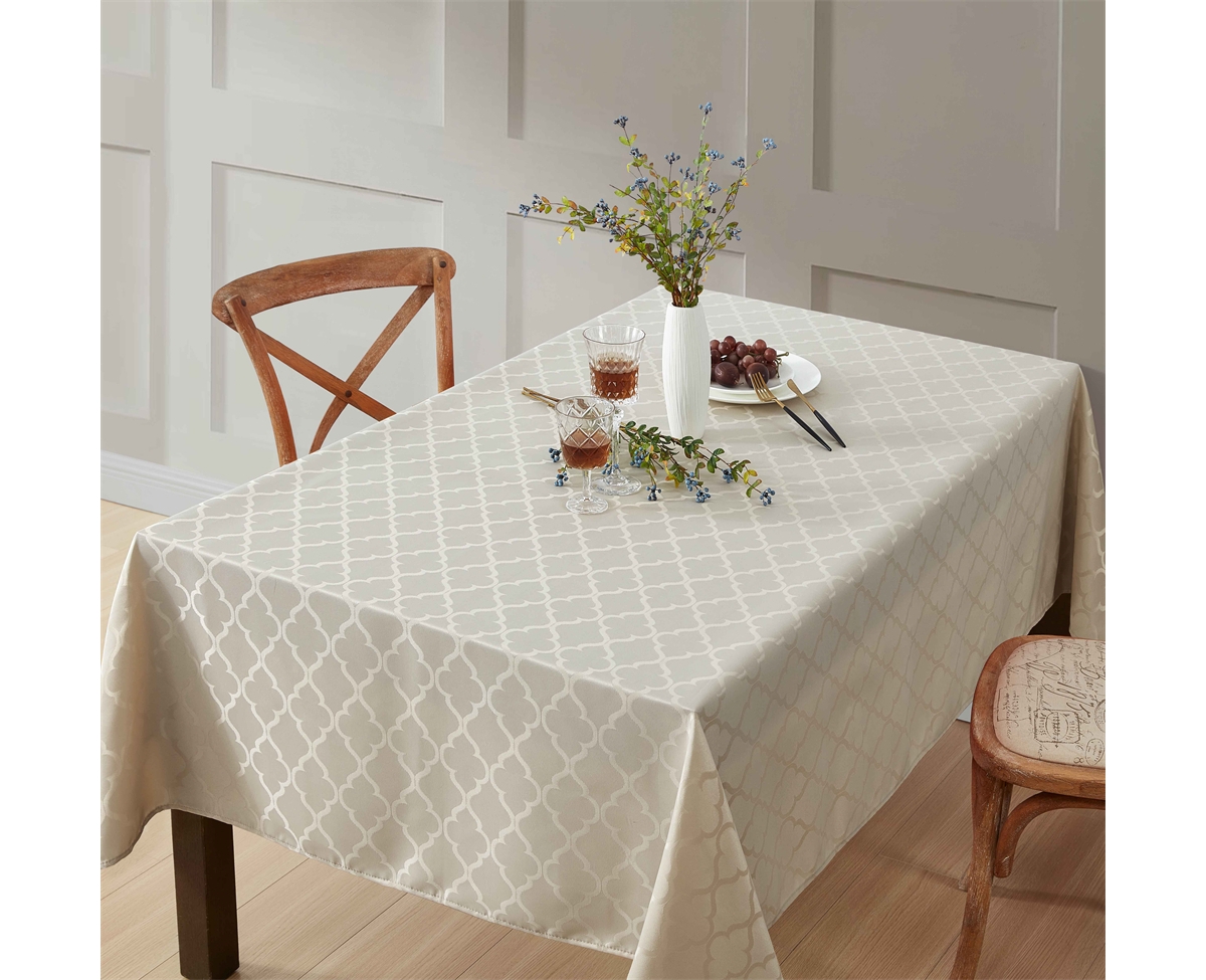 Hlc.me Modena Fabric Tablecloth, Jacquard Fabric Table Cloth for Rectangle Table, Advanced Water Resistance, Fade, Wrinkle