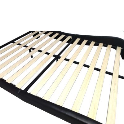 Upholstered Platform Bed with LED, Bluetooth, Massage, Curved Design (King
