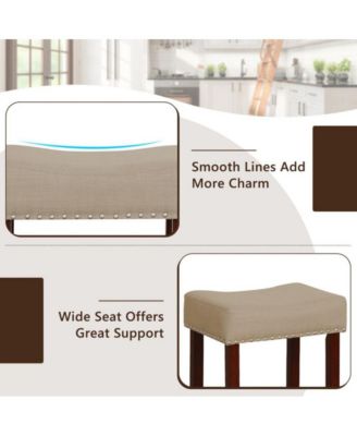 2 Set of 29 Inch Height Upholstered Bar Stool with Solid Rubber Wood Legs and Footrest