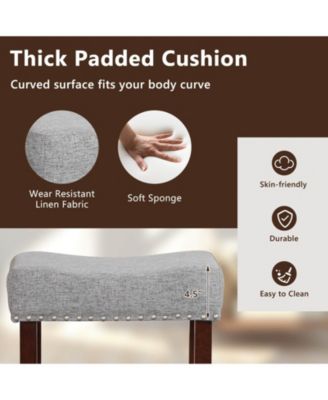 2 Set of 29 Inch Height Upholstered Bar Stool with Solid Rubber Wood Legs and Footrest