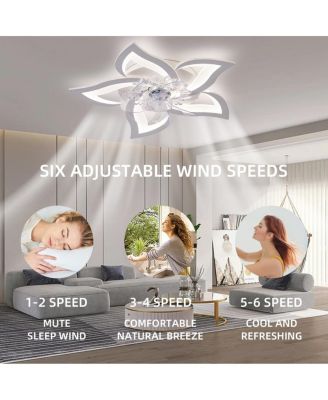 27In Ceiling Fan With Lights Remote Contro Dimmable Led, 6 Gear Wind Speed Fan Light