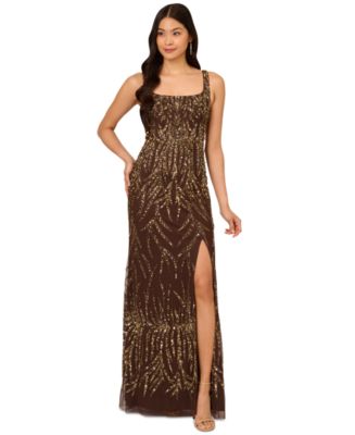 Adrianna Papell Women's Square-Neck Embellished Gown - Macy's