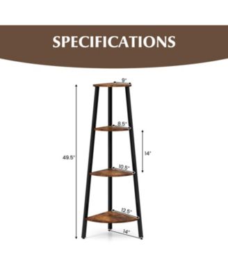 4-Tier Industrial Corner Ladder Shelf Display Rack for Home Office