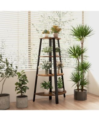 4-Tier Industrial Corner Ladder Shelf Display Rack for Home Office