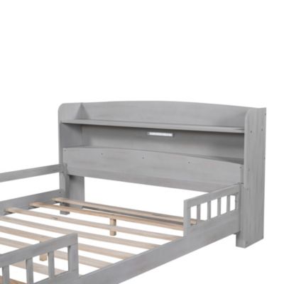 LED Platform Bed with Storage Headboard