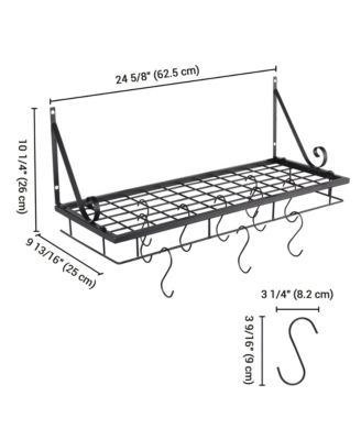 Aquaterior Wall Mount Cookware Rack with 10 Hooks Pan Pot Organizer Kitchen