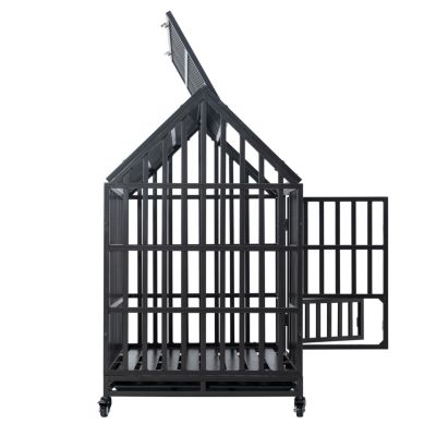 Heavy Duty Dog Cage Pet Crate With Roof & Window On Roof