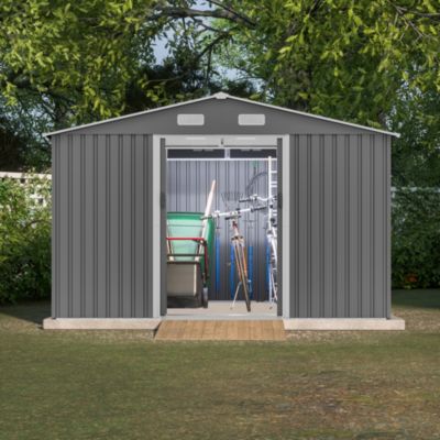 Galvanized Steel Storage Shed, 10x8 with Sliding Doors