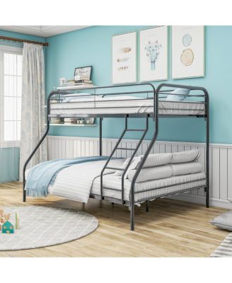 Heavy Duty Twin/Full Bunk Bed, Easy Assembly with Guardrail