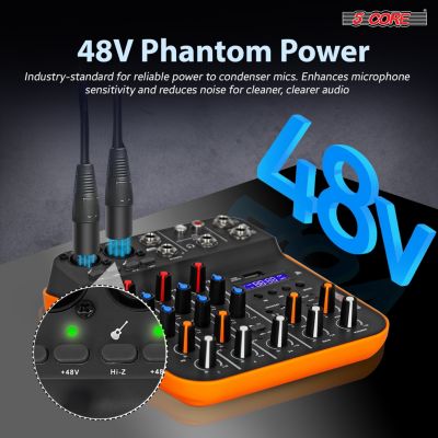 Audio Interface Mixer 4 Channel PC XLR Bluetooth USB DJ Music Podcast Karaoke Sound Board