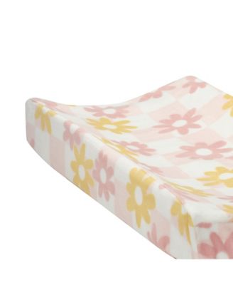 Daisy Dreams Pink/White Checkered Soft Luxury Changing Pad Cover