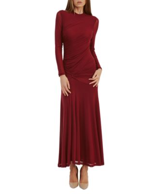 Liyana Ruched Mesh Dress 161440 Berry