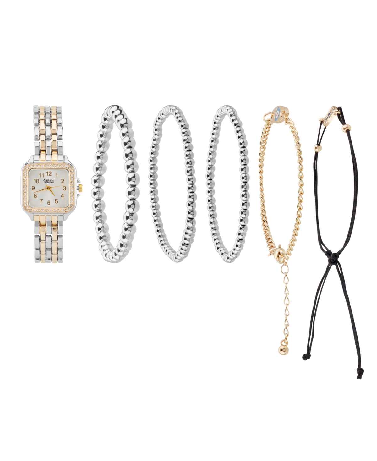 Women's Shiny Silver or Gold Metal Alloy Band Analog Watch 26mm Gift Set - Two Tone
