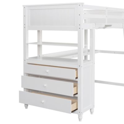 Streamdale Espresso Twin Loft Bed with Desk and Drawers