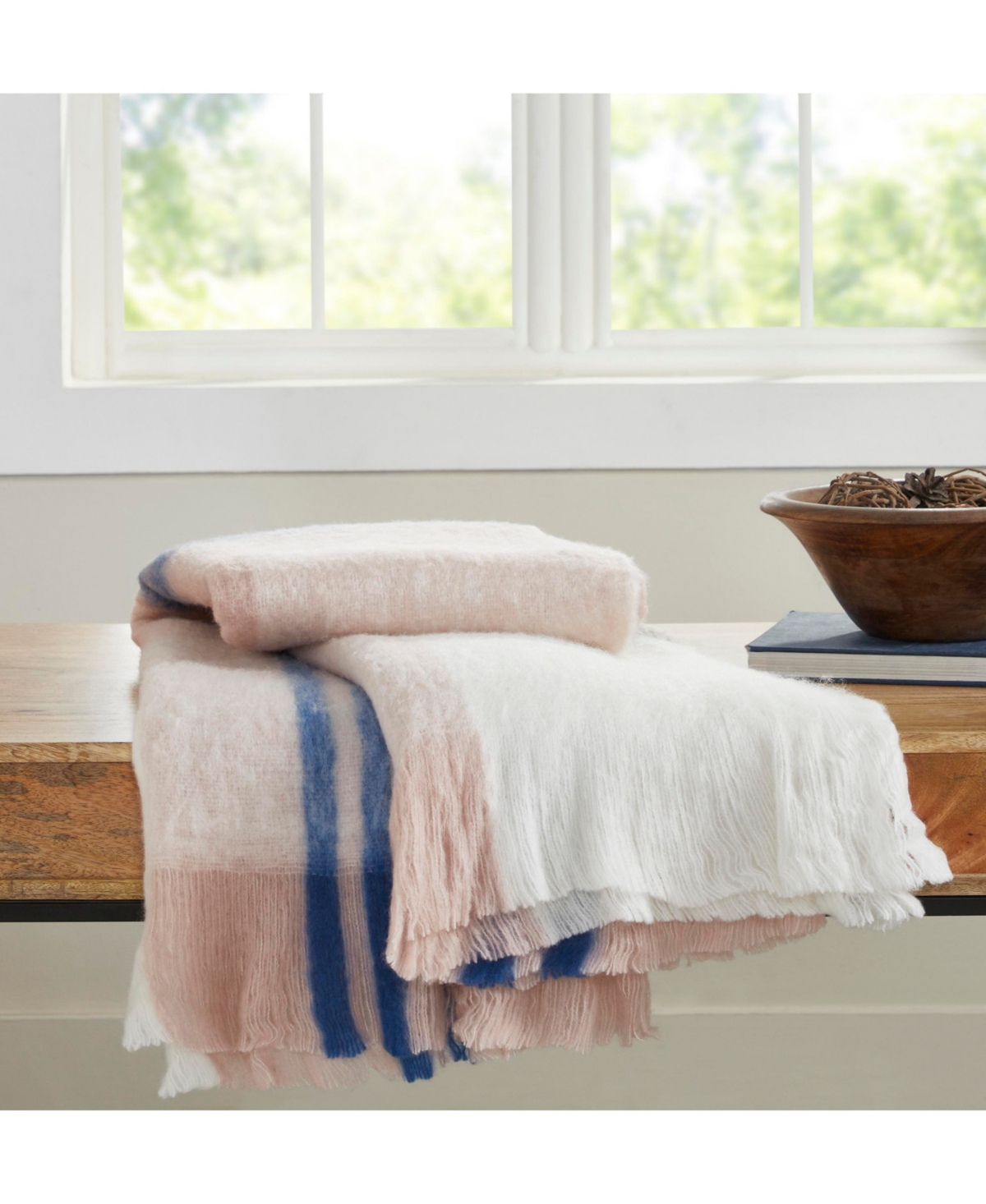 Ihi Home Faux Mohair Stripe Throw Blanket I 50