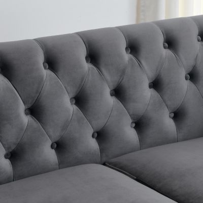 3-seater + 3-seater Combination sofa.Velvet Grey