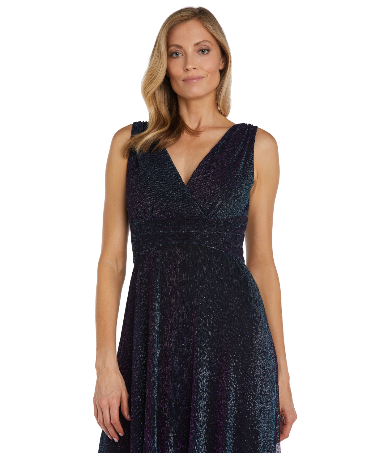 R & M Richards Women's V-Neck Sleeveless Fit & Flare Gown