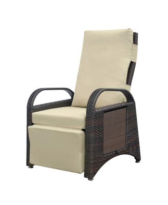 PE Wicker Outdoor Recliner Chair with Soft Cushion