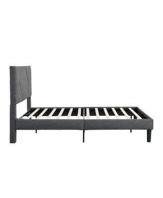 Streamdale  Furniture  Upholstered Platform Bed, Queen, Gray, Wood Slat Support