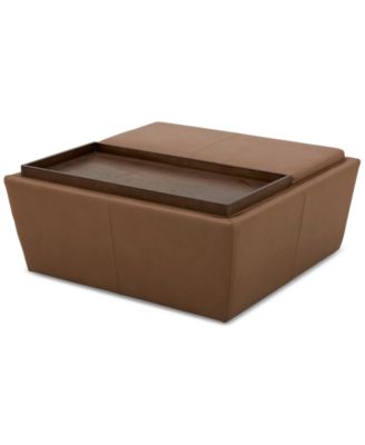 CLOSEOUT! Stolly Leather Storage Ottoman, Created for Macy's