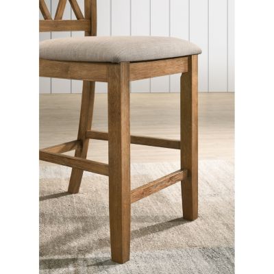 Windvale Cross-Buck Wood 5-Piece Counter Height Dining Set, Tan