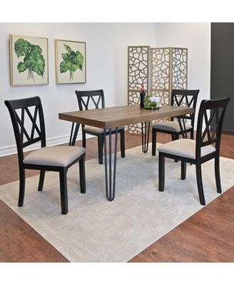 Stylish 5-Piece Dining Set | Black Hairpin Table & Cross-back Chairs