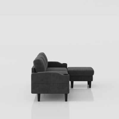 Convertible Combo Sofa with Storage Cabinet & Footstool