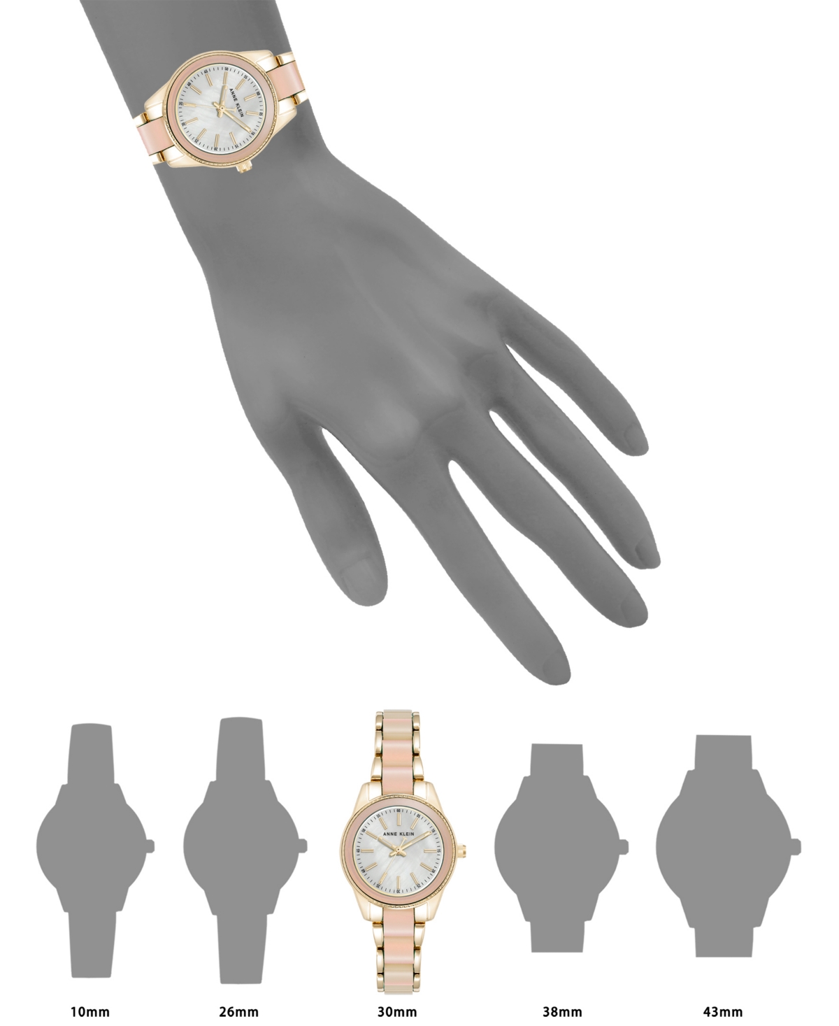 Anne Klein Women's Quartz Iridescent Acetate And Gold-tone Alloy Metal Bracelet Watch, 30mm In Iridescent,gold-tone