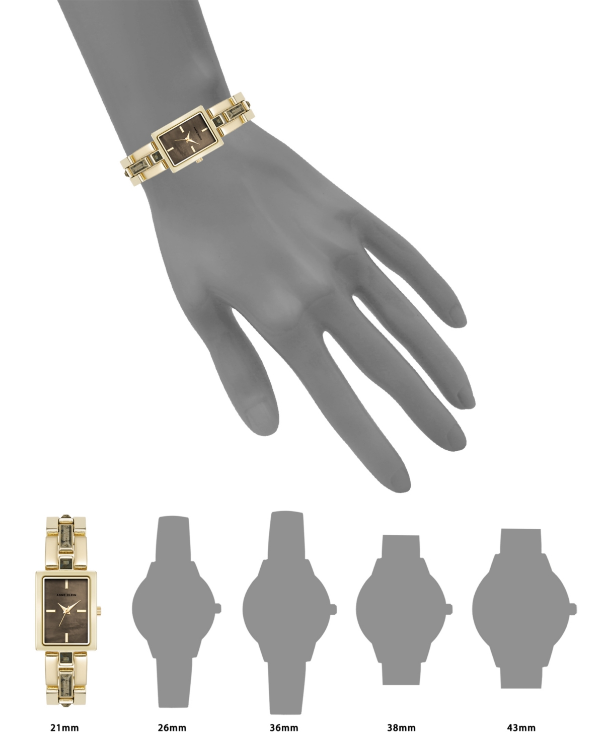 Anne Klein Women's Quartz Pyrite Gemstone Accented Gold-tone Alloy Metal Bracelet Watch, 21mm In Grey,gold-tone