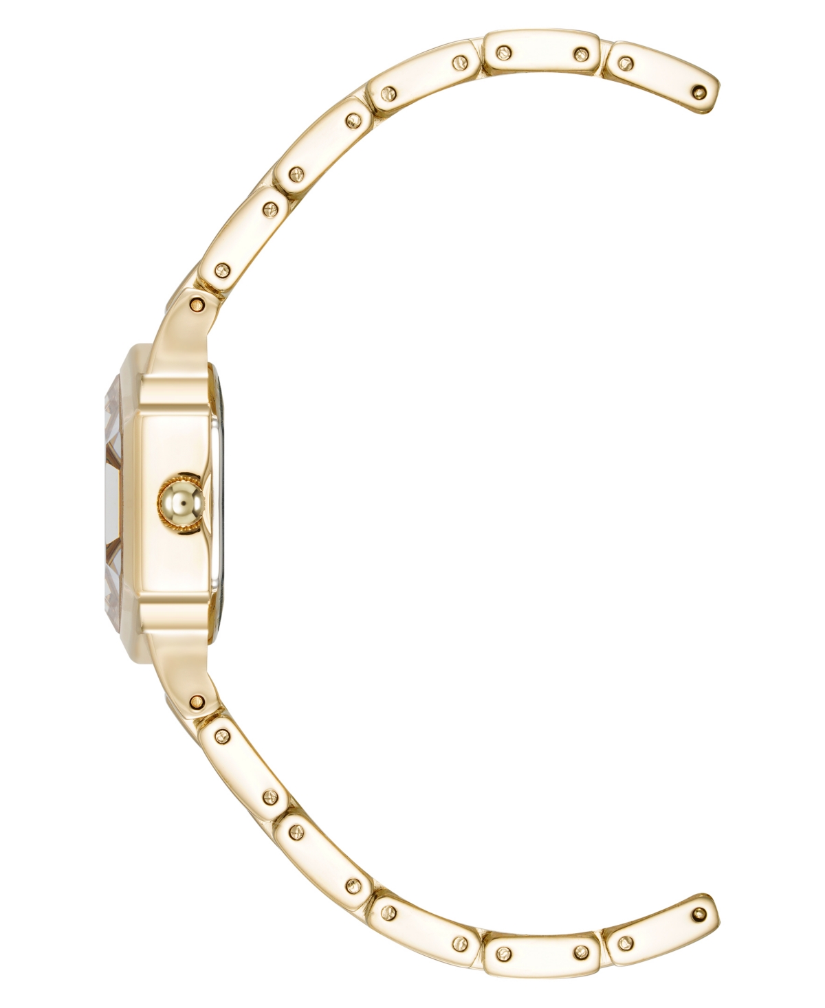Anne Klein Women's Quartz Petite Hexagonal Black And Gold-tone Alloy Metal Bracelet Watch, 21mm In Black,gold-tone