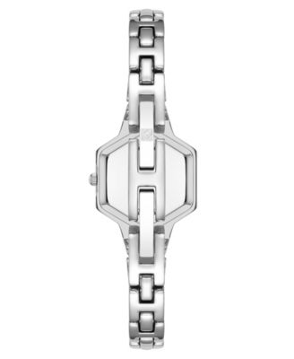 Women's Quartz Petite Hexagonal Silver-Tone Alloy Metal Bracelet Watch, 21mm