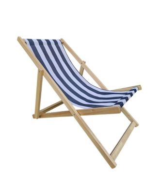 Streamdale Folding Chaise Lounge Chair, Dark Blue & Broad Stripe
