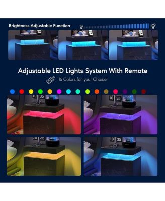 Modern Nightstand with LED Drawer (Black Gold)