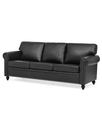 Elegant 3-Seater Sofa with Silver Nailhead Accents