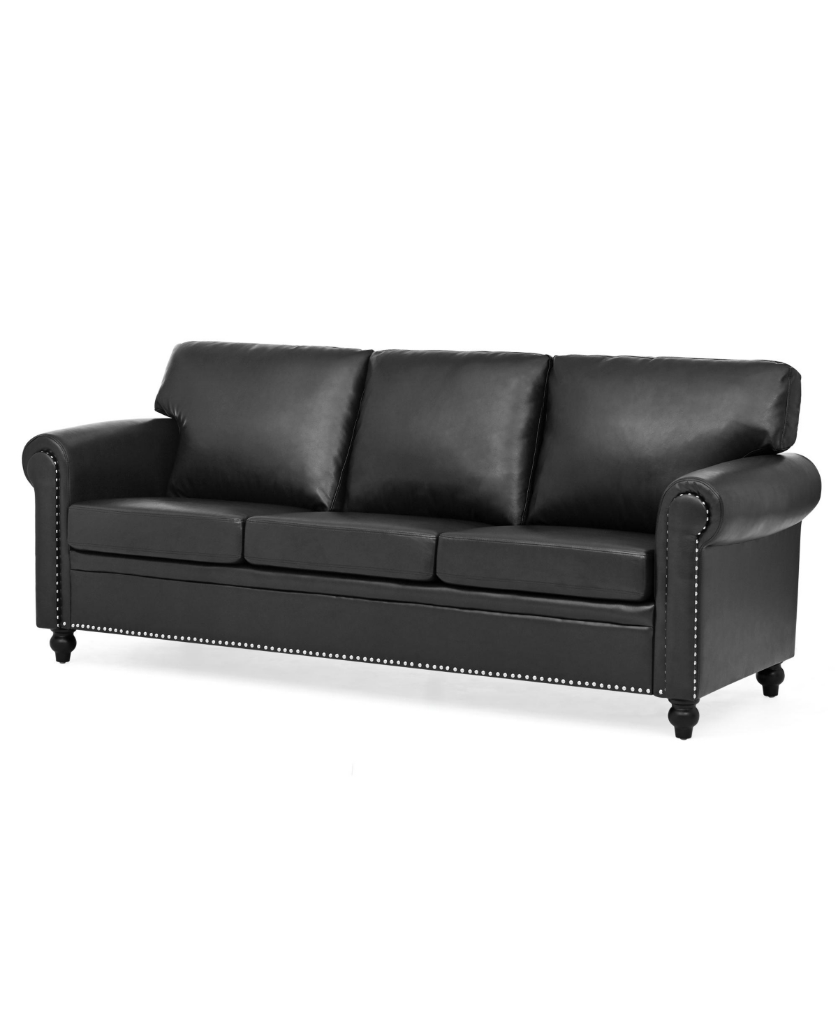 Simplie Fun Elegant 3-Seater Sofa with Silver Nailhead Accents