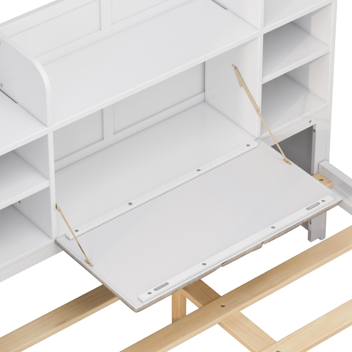 Streamdale Furniture Size Bed Frame with Storage and Shelves,- White