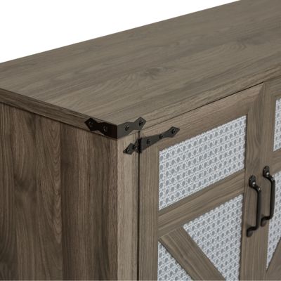 Streamdale 65" Slate Gray Faux Rattan Sideboard with Barn Doors