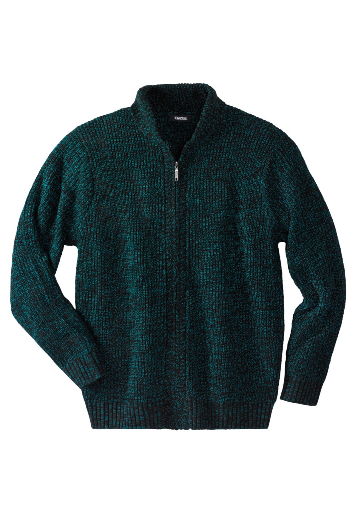 KingSize Tall Shaker Knit Zip-Front Cardigan